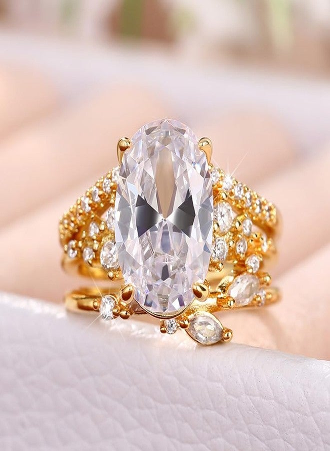 RKKOJJO 925 Sterling Silver Bridal Rings Sets AAA Cubic Zirconia CZ Full Diamond Engagements Rings Wedding 3 Pcs Promise Anniversary White Gold Rings for Women Size 6 - Image 2